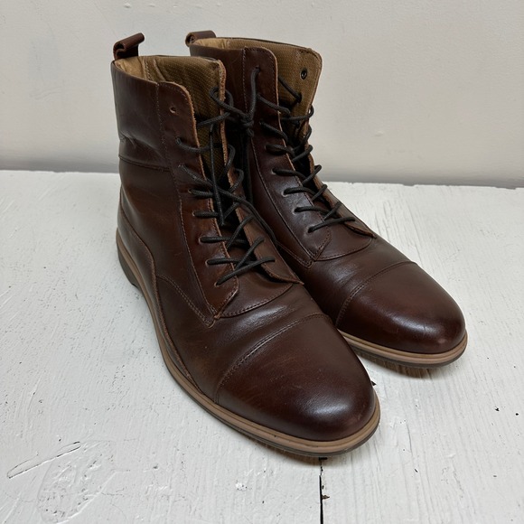 Amberjack Men\'s The Boot Chestnut Brown Leather Lace Up‎ Ankle Boots Size 11 M main image 7